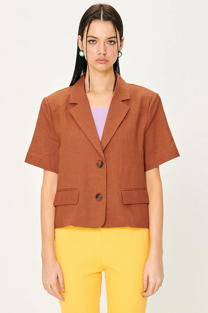 STORETS CLOTHING Rai Padded Shoulder Linen Jacket