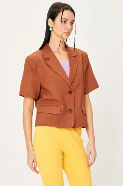 STORETS CLOTHING Rai Padded Shoulder Linen Jacket