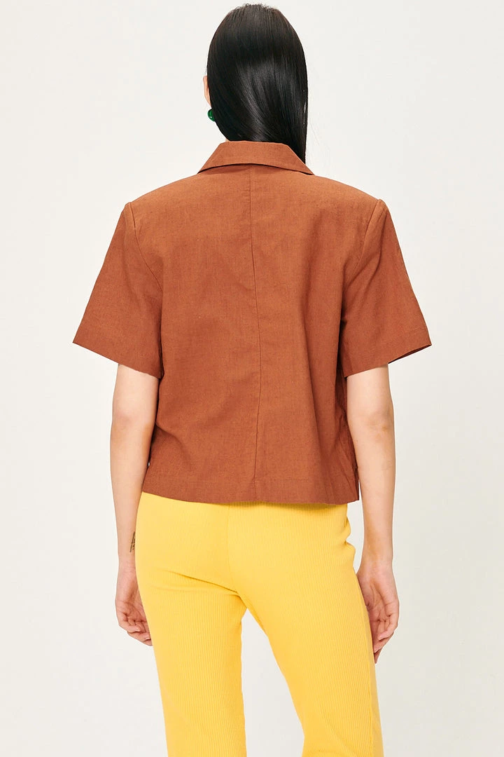 STORETS CLOTHING Rai Padded Shoulder Linen Jacket