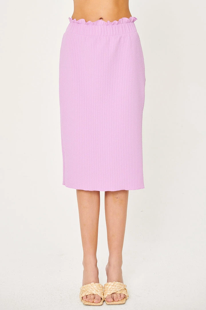 STORETS WHAT'S NEW Gabriela Lettuce Hem Midi Skirt