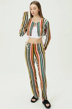 STORETS CLOTHING Nadua Striped Plisse Cardigan