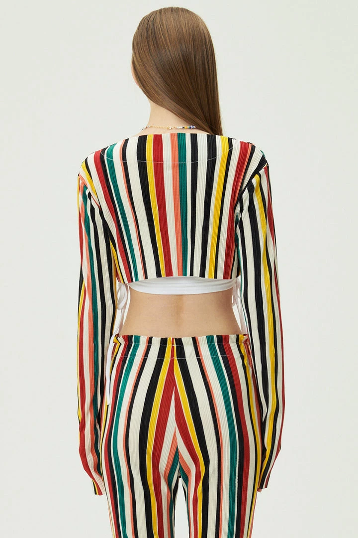 STORETS CLOTHING Nadua Striped Plisse Cardigan