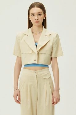 STORETS Noa Cropped Linen Blazer