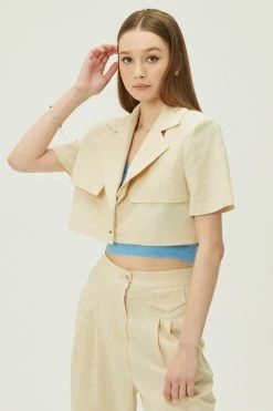 STORETS Noa Cropped Linen Blazer