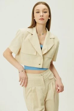 STORETS Noa Cropped Linen Blazer