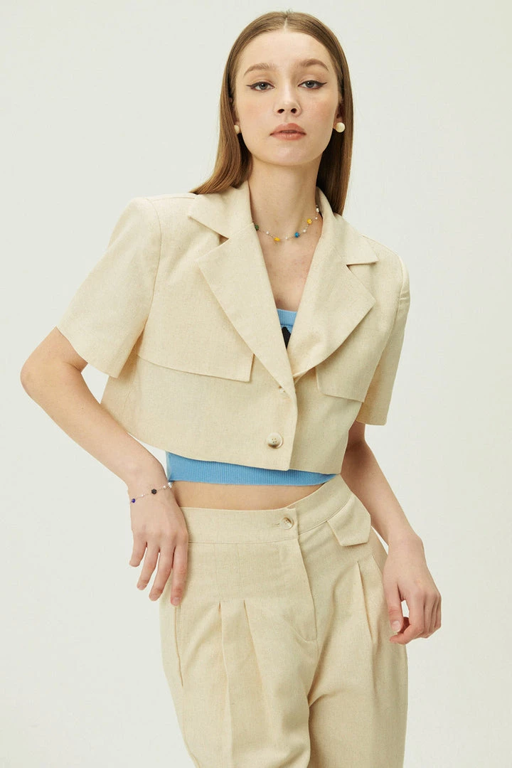 STORETS CLOTHING Noa Cropped Linen Blazer