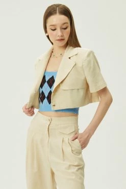 STORETS Noa Cropped Linen Blazer
