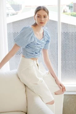 STORETS Sarah Puff Sleeve Ruched Top WHAT'S NEW