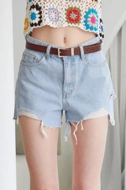 STORETS Clare Distressed Denim Shorts WHAT'S NEW