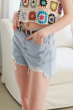 STORETS Clare Distressed Denim Shorts WHAT'S NEW