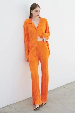 STORETS WHAT'S NEW Maria Flared Leg Plisse Pants