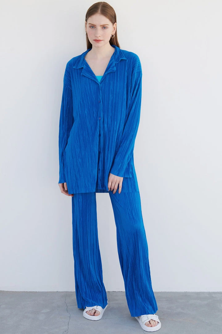 STORETS Maria Flared Leg Plisse Pants WHAT'S NEW