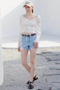 STORETS WHAT'S NEW Lyse Lace Smocked Blouse