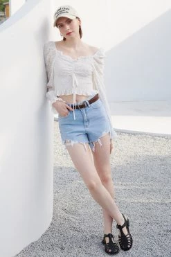 STORETS WHAT'S NEW Aiyana Ripped Denim Shorts