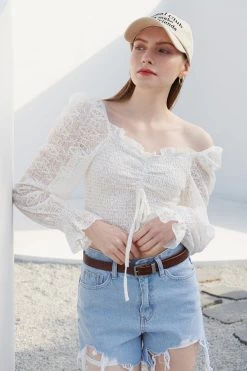 STORETS WHAT'S NEW Lyse Lace Smocked Blouse