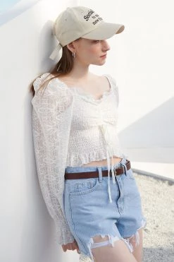 STORETS WHAT'S NEW Lyse Lace Smocked Blouse