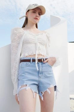 STORETS WHAT'S NEW Aiyana Ripped Denim Shorts