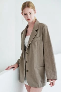 STORETS Sylvie Linen Boyfriend Single Blazer WHAT'S NEW