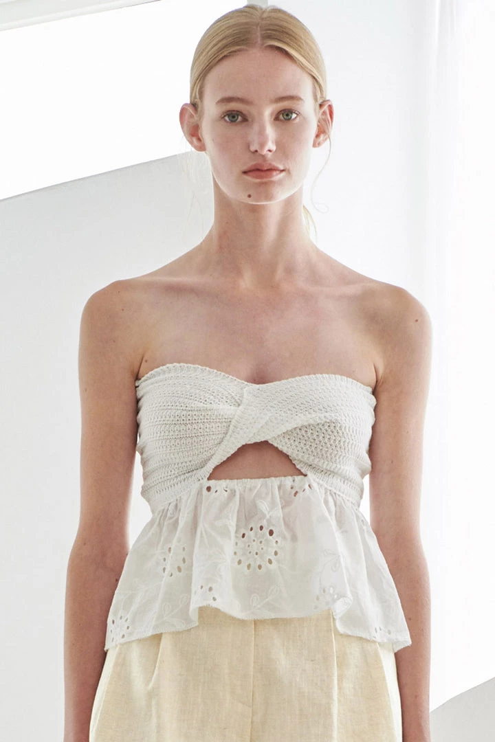 STORETS WHAT'S NEW Maria Knit Combo Embroidery Top