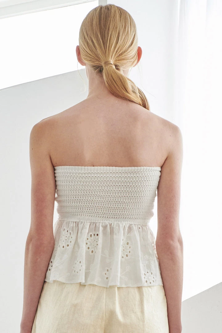 STORETS WHAT'S NEW Maria Knit Combo Embroidery Top