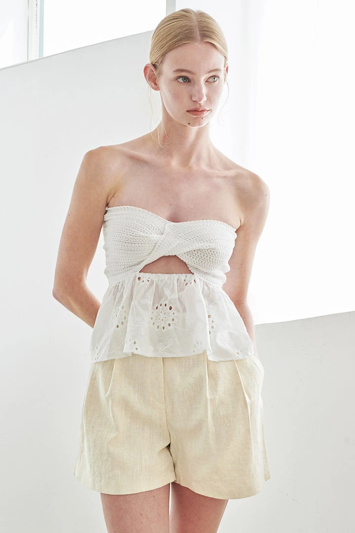 STORETS WHAT'S NEW Maria Knit Combo Embroidery Top