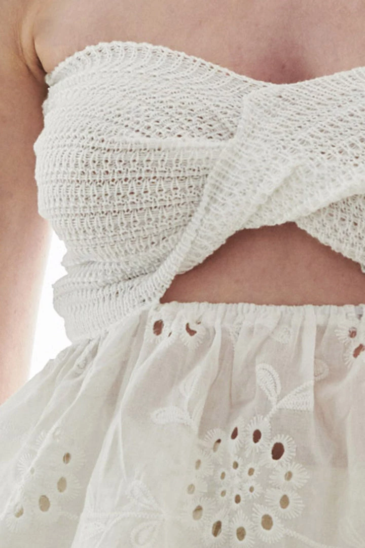 STORETS WHAT'S NEW Maria Knit Combo Embroidery Top