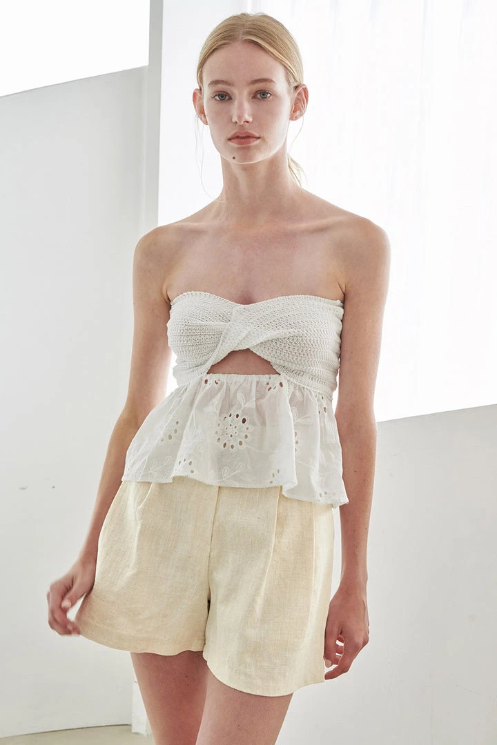 STORETS WHAT'S NEW Maria Knit Combo Embroidery Top