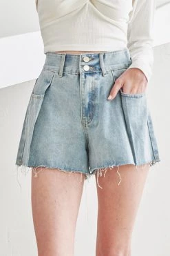 STORETS Nyra Pintucked Denim Shorts WHAT'S NEW
