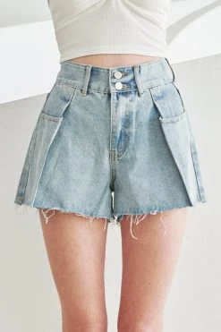 STORETS Nyra Pintucked Denim Shorts WHAT'S NEW