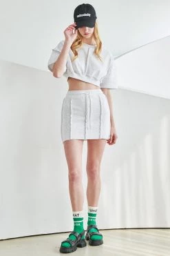 STORETS WHAT'S NEW Livy Frayed Sweat Skirt