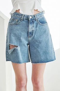 STORETS Blythe Cutout Denim Shorts