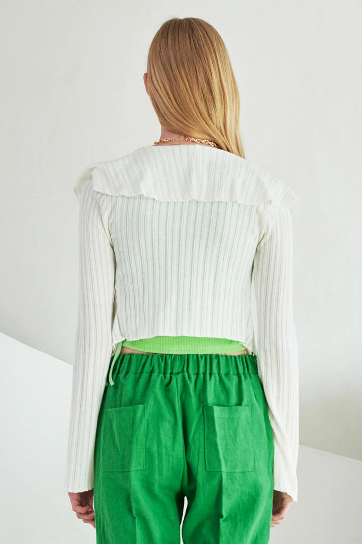 STORETS WHAT'S NEW Nancy Ruffle Trim Cardigan