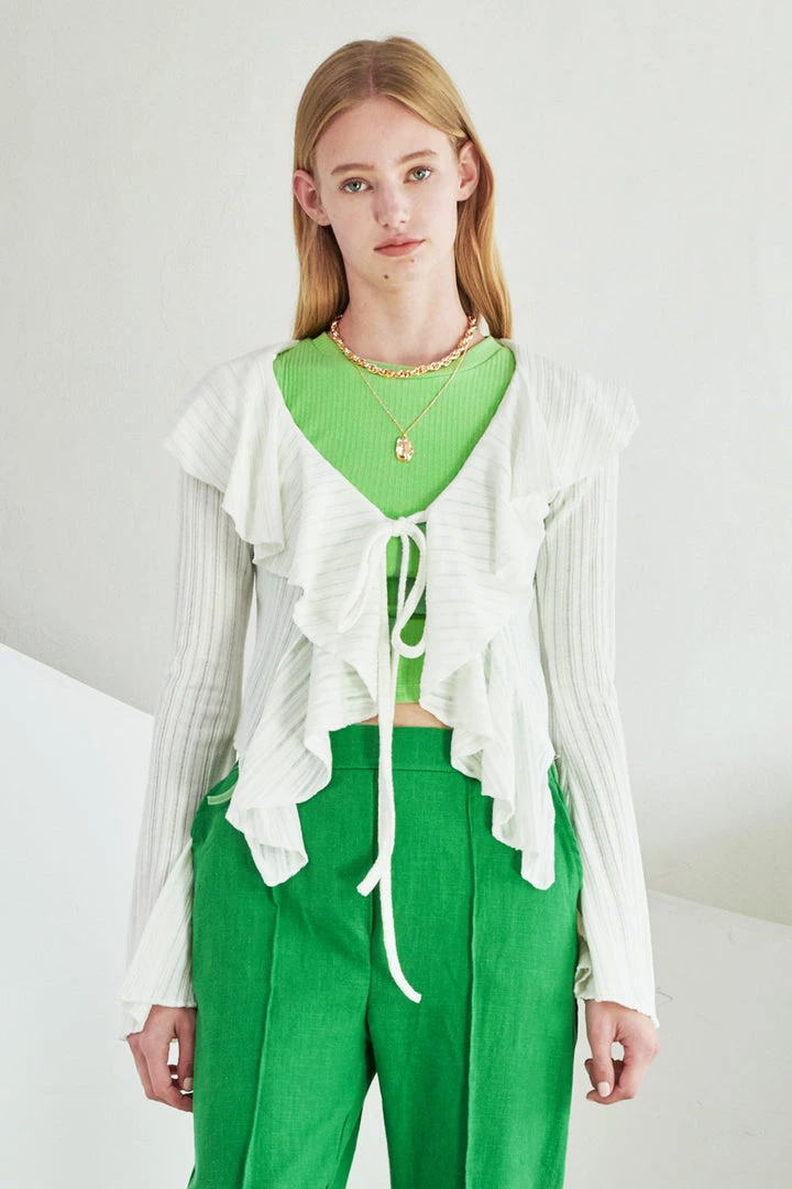 STORETS WHAT'S NEW Nancy Ruffle Trim Cardigan