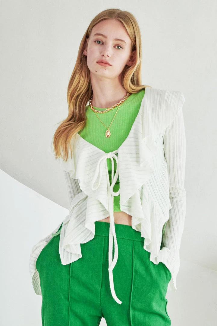 STORETS WHAT'S NEW Nancy Ruffle Trim Cardigan