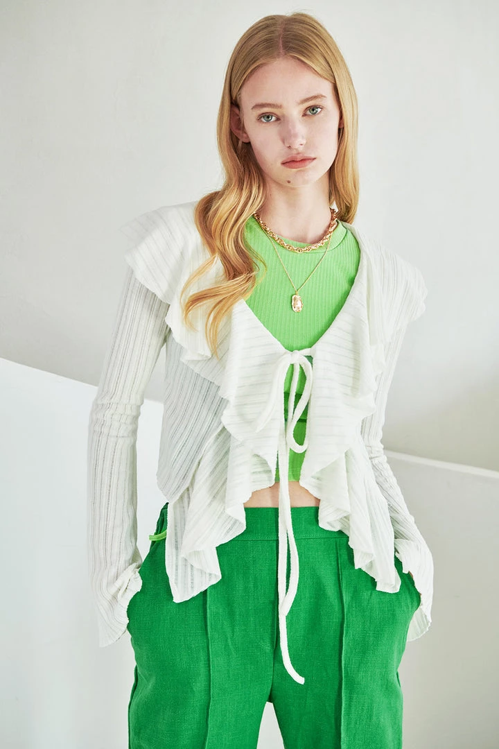 STORETS WHAT'S NEW Nancy Ruffle Trim Cardigan