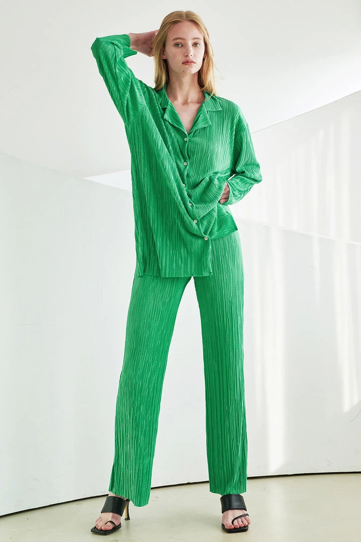 STORETS WHAT'S NEW Maria Flared Leg Plisse Pants