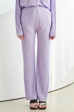 STORETS Maria Flared Leg Plisse Pants