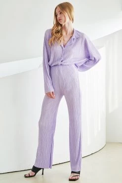 STORETS Maria Flared Leg Plisse Pants