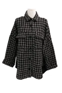 STORETS Finley Houndstooth Long Shirt Jacket