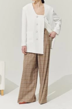 STORETS Sustainable Re:born Mya Wide Leg Pants In Plaid BOTTOMS