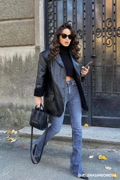 STORETS Influencer Joan Faux Leather Oversized Blazer