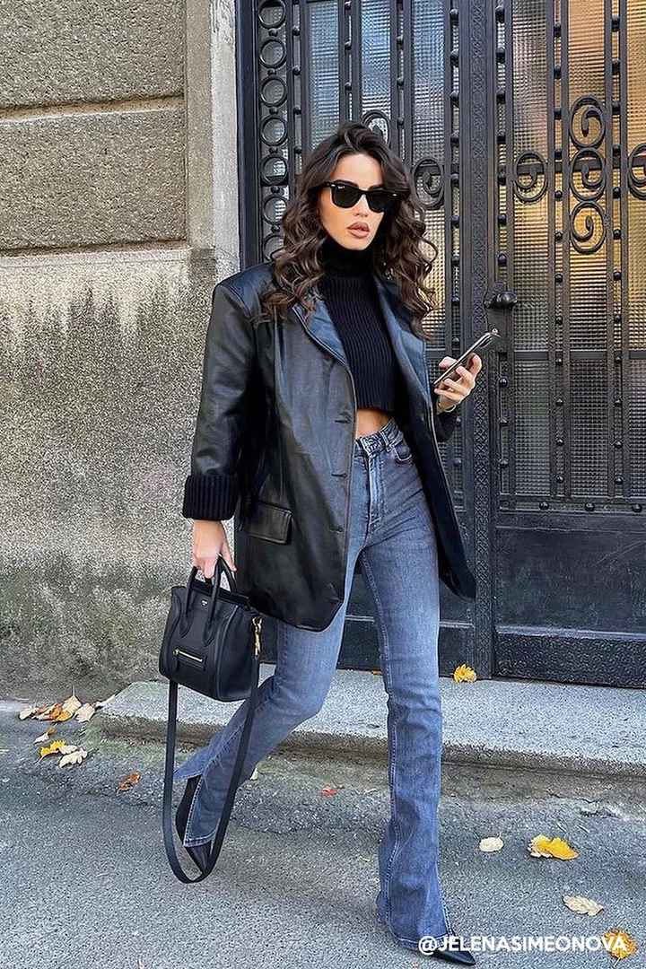 STORETS Influencer Joan Faux Leather Oversized Blazer