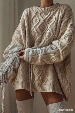 STORETS Influencer Knitwear Sadie Shirt Combo Knit Pullover