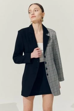 STORETS Sustainable OUTERWEARS Re:born Bea Check Color Block Blazer