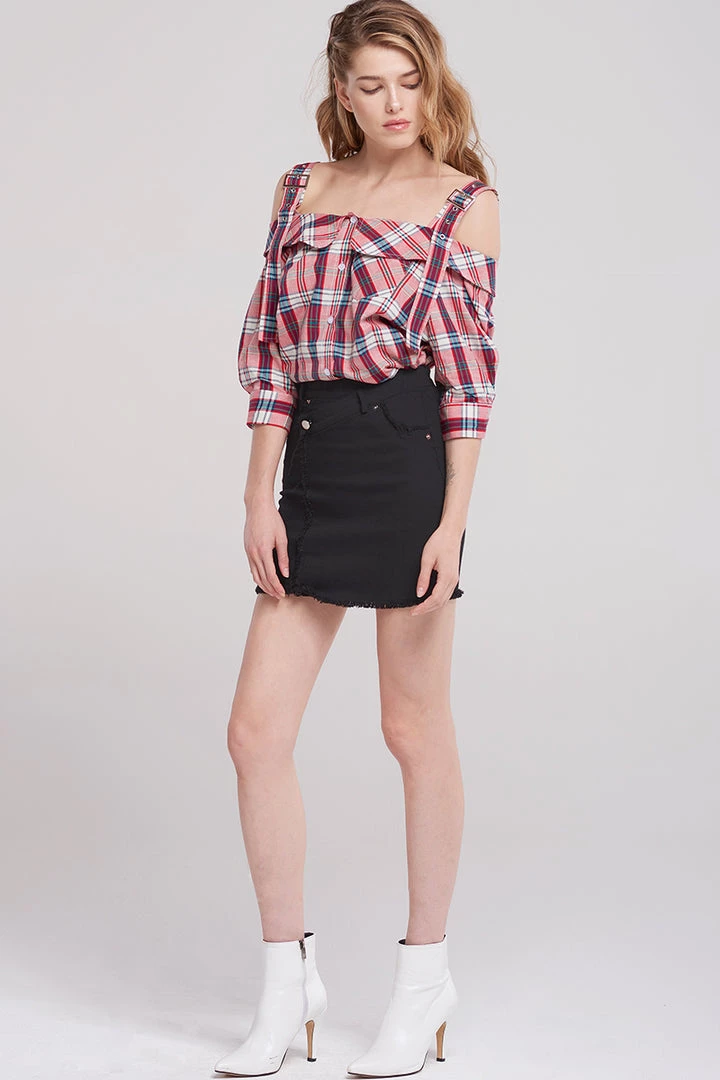 STORETS CLOTHING Maxim Tilted Seam Skirt-Black