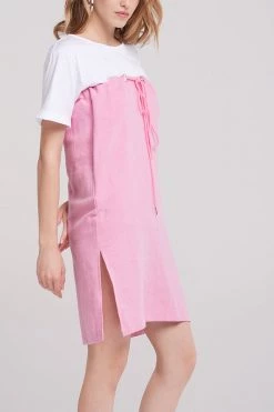 STORETS Mavis Linen Drawstring Long Skirt-Pink