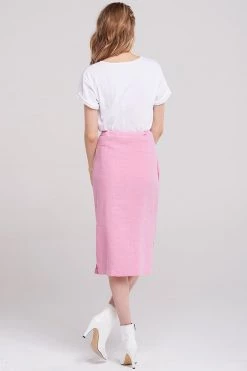 STORETS Mavis Linen Drawstring Long Skirt-Pink