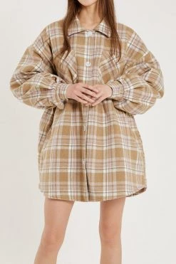 STORETS Liya Quilt Lined Oversized Shacket Coat CLOTHING
