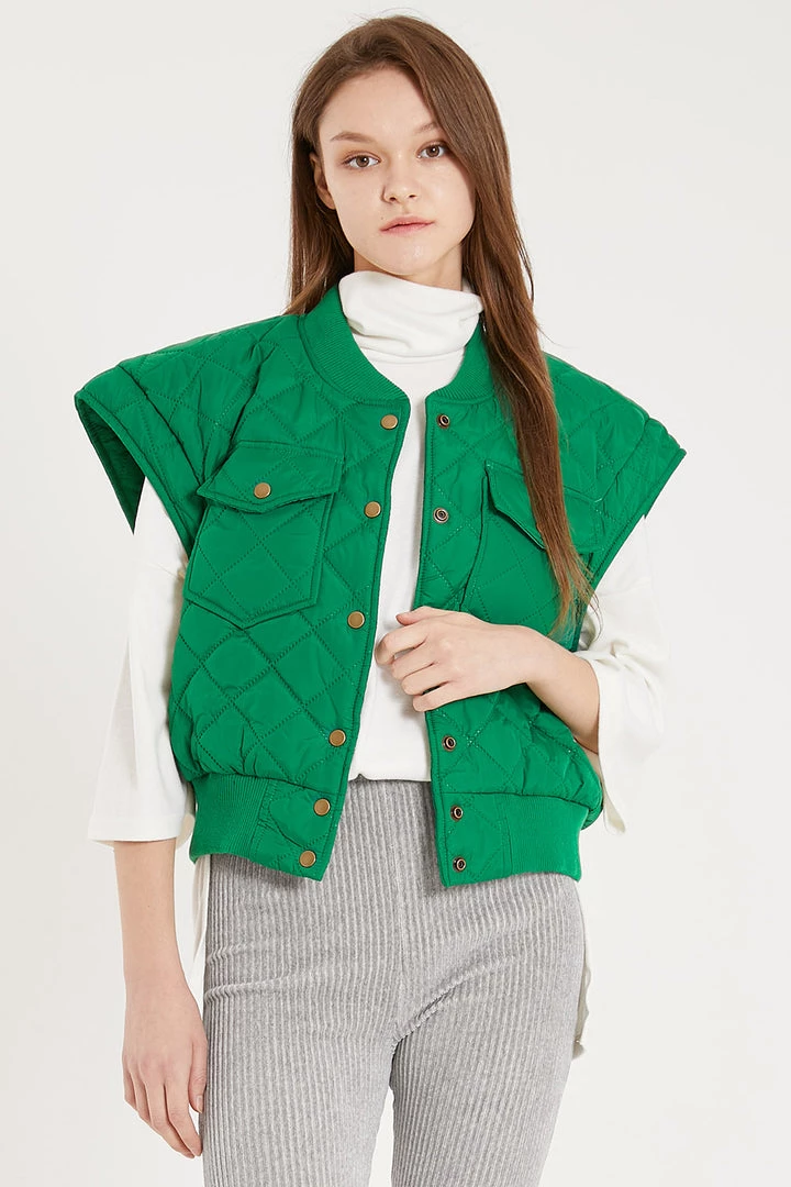 STORETS Tanner Diamond Quilted Crop Vest CLOTHING