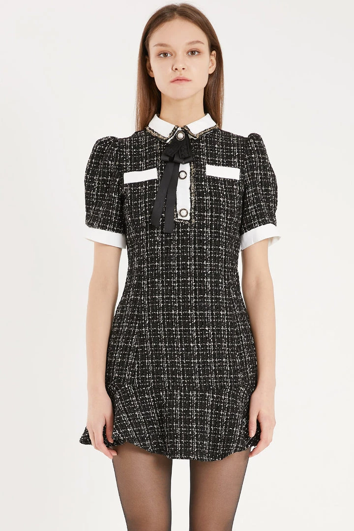 STORETS Lourdes Tweed Trumpet Mini Dress
